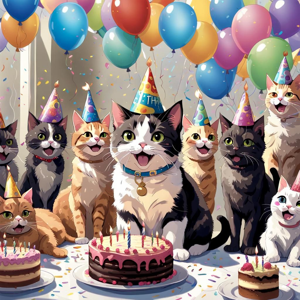 a cat enjoying a birthday party.