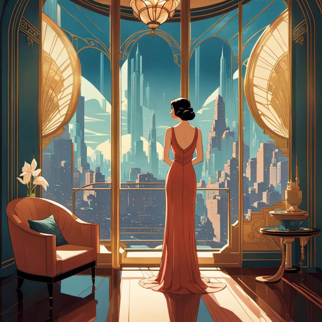 Enjoying an art deco view  by @Gokiburi