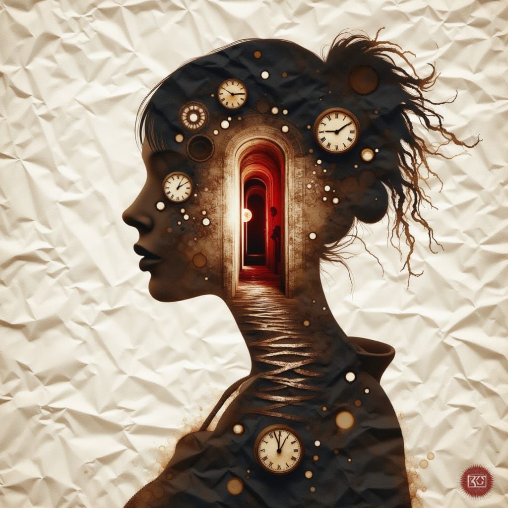 <lora:NC Coffee Stain-DE:1.0> Subject & Framing:
double exposure portrait of a faceless Geisha in profile

Silhouette Contents / Scene Withi...