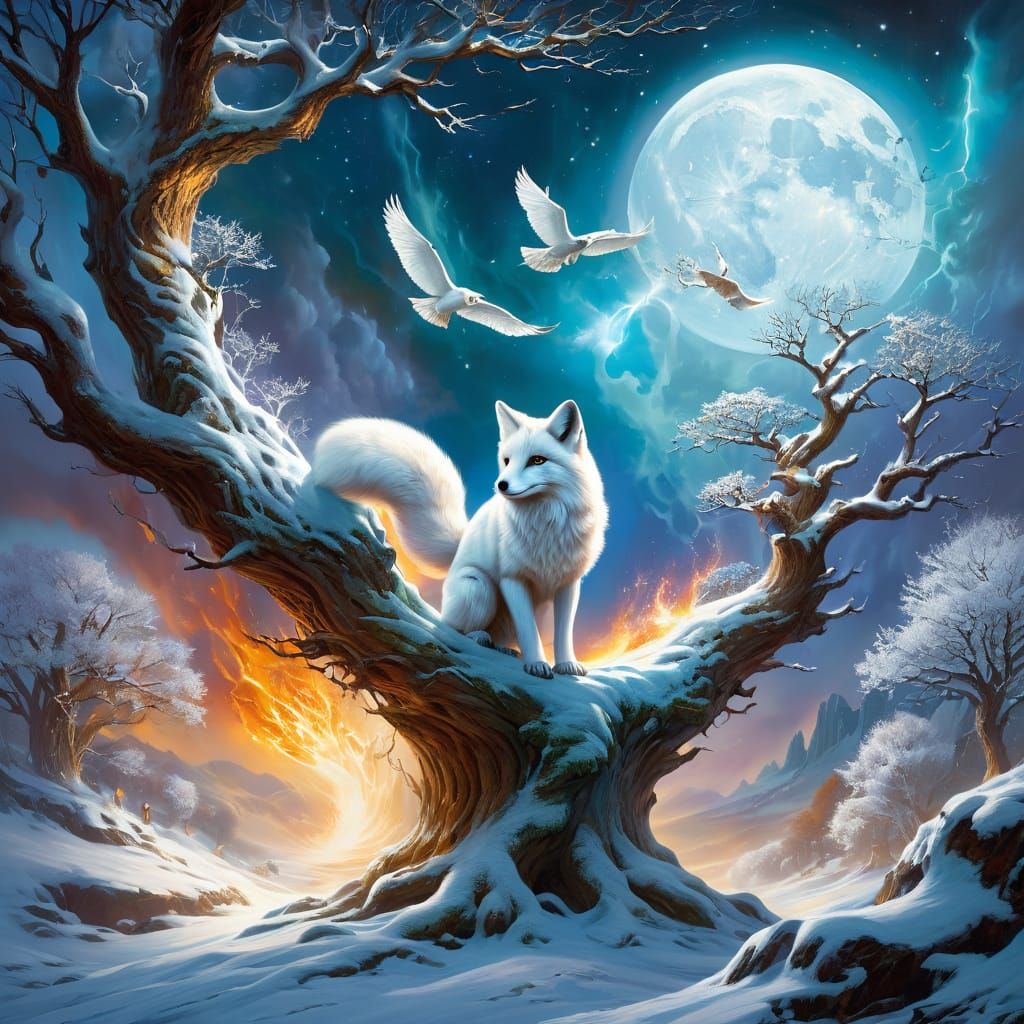 White Fox on a tree