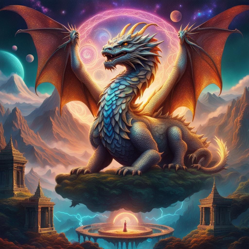 Silver Rainbow Sheen Dragon - AI Generated Artwork - NightCafe Creator