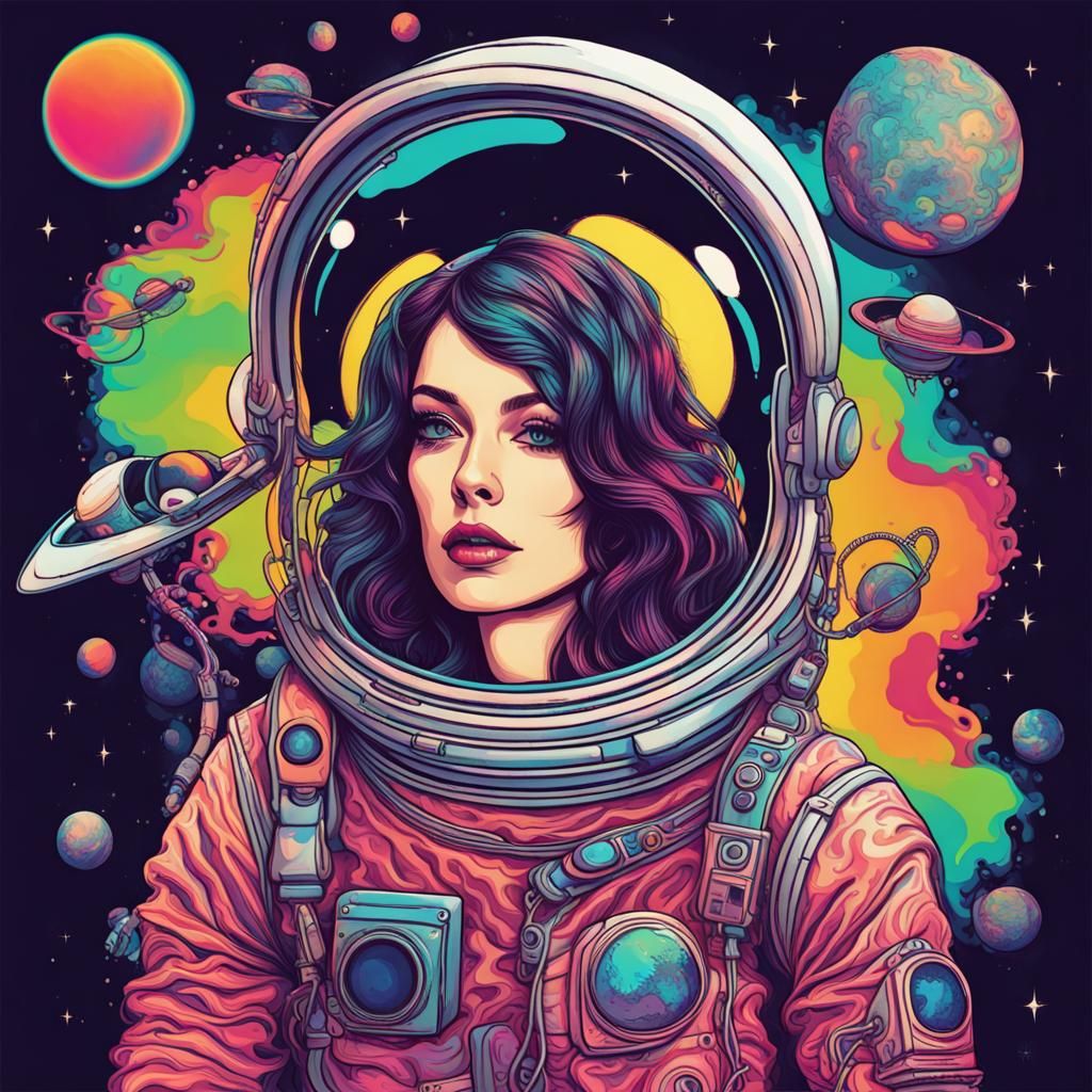 Astronaut lady psychedelic - AI Generated Artwork - NightCafe Creator