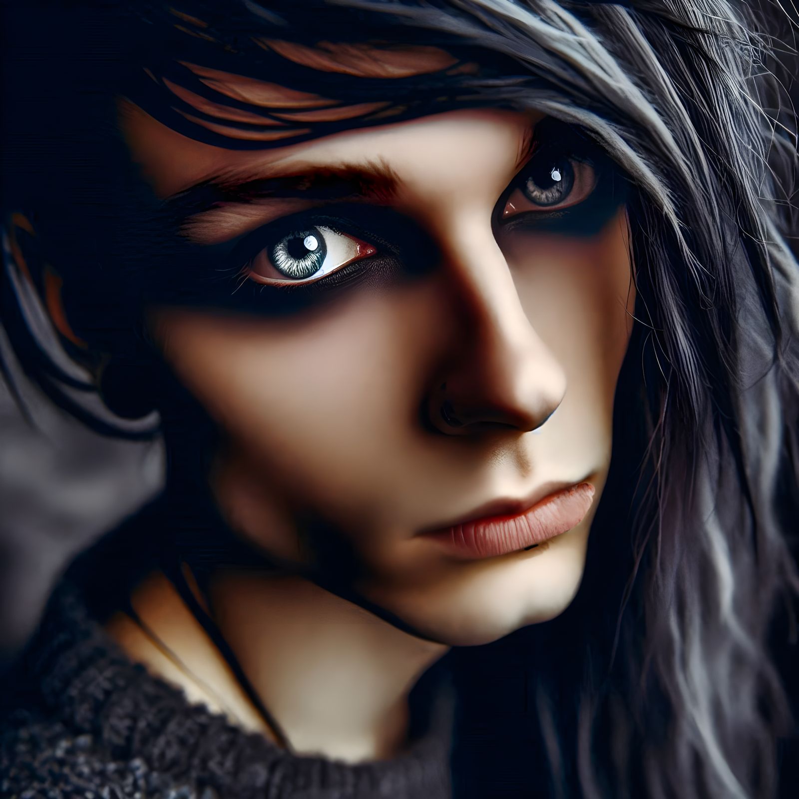Male Face Photorealistic Close-Up (II)