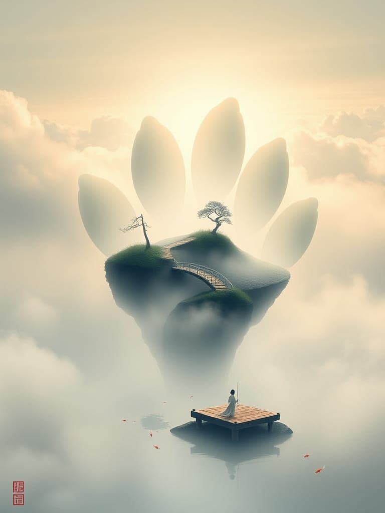 Paw Shaped Island, (Sumi - e ink art)  by @Mr X
