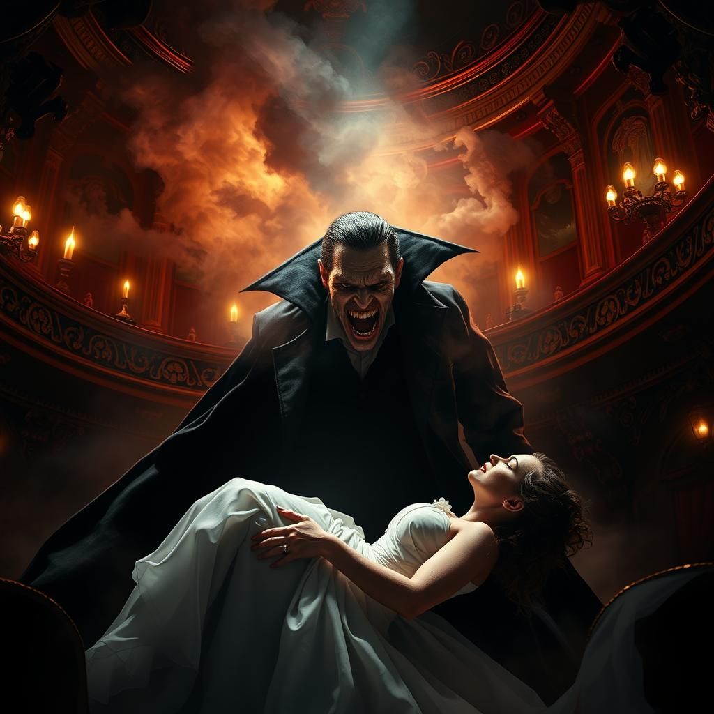 A stunning gothic melodrama stage production featuring Dracula in an intense and dramatic transformation ...  by @Len H
