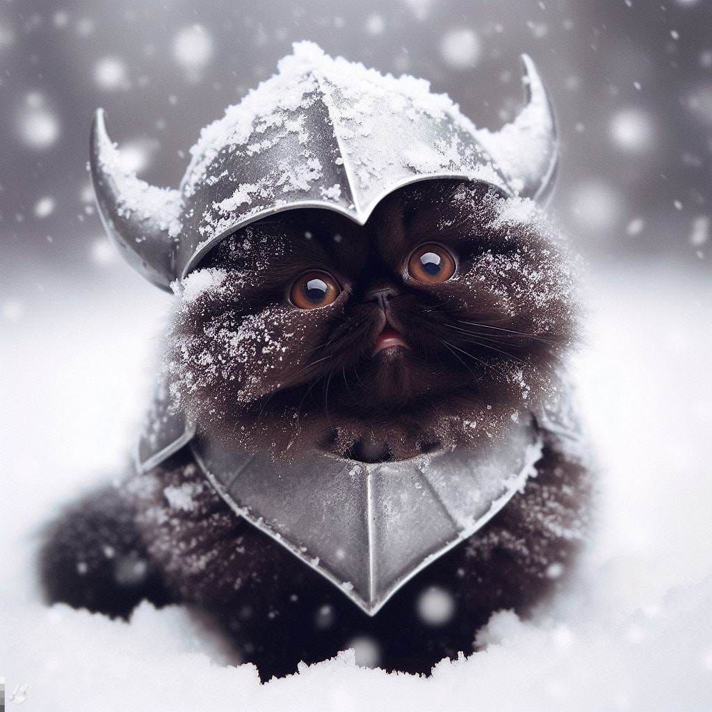 Threatening Black Marshmallow Kitten Black Knight