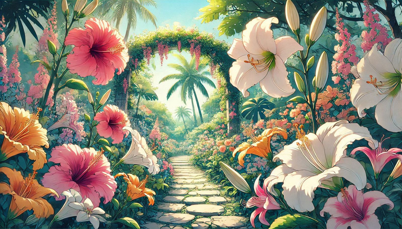 Hibiscus and Lilies   by @LadyHawke 