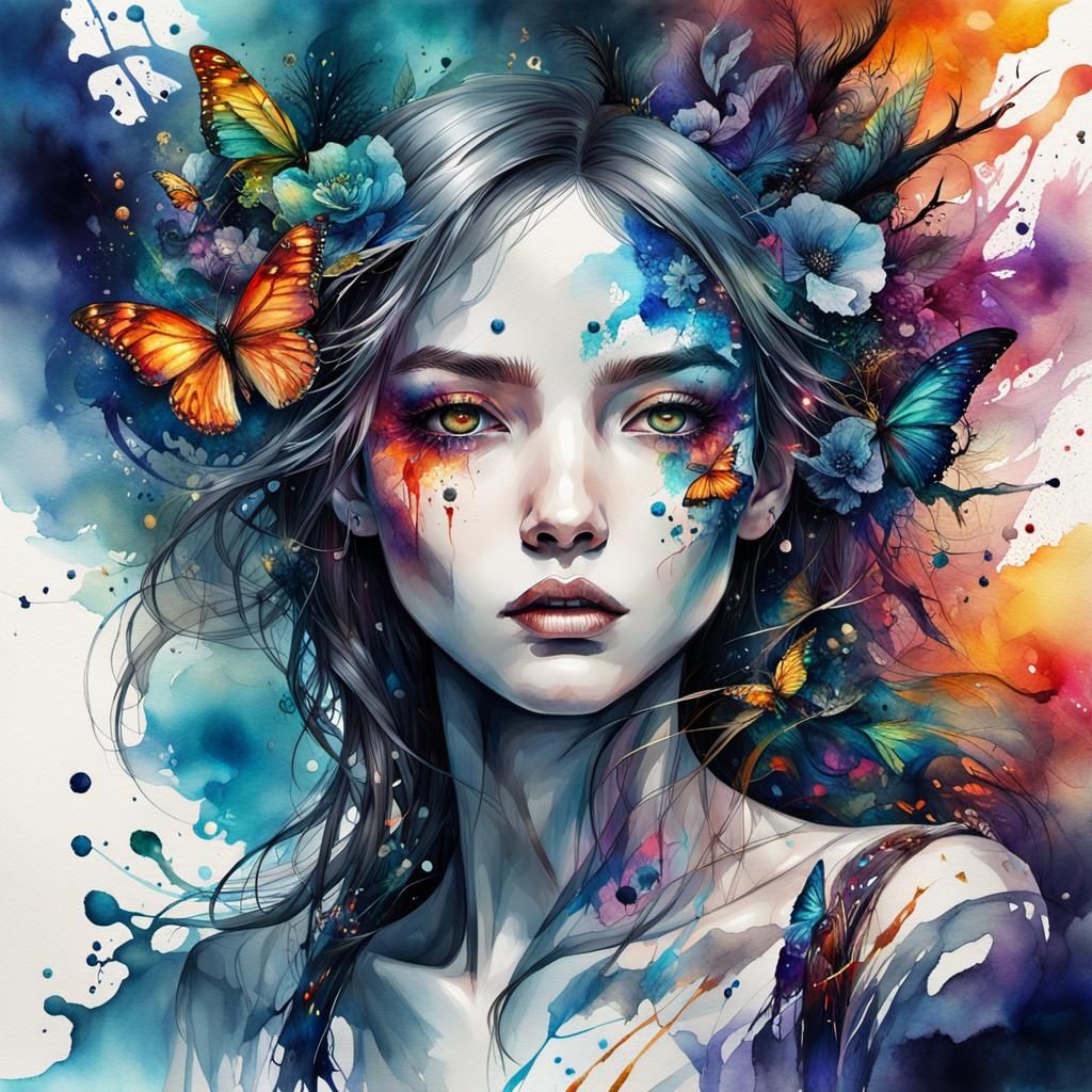 Stylized Watercolor Art in Surreal World