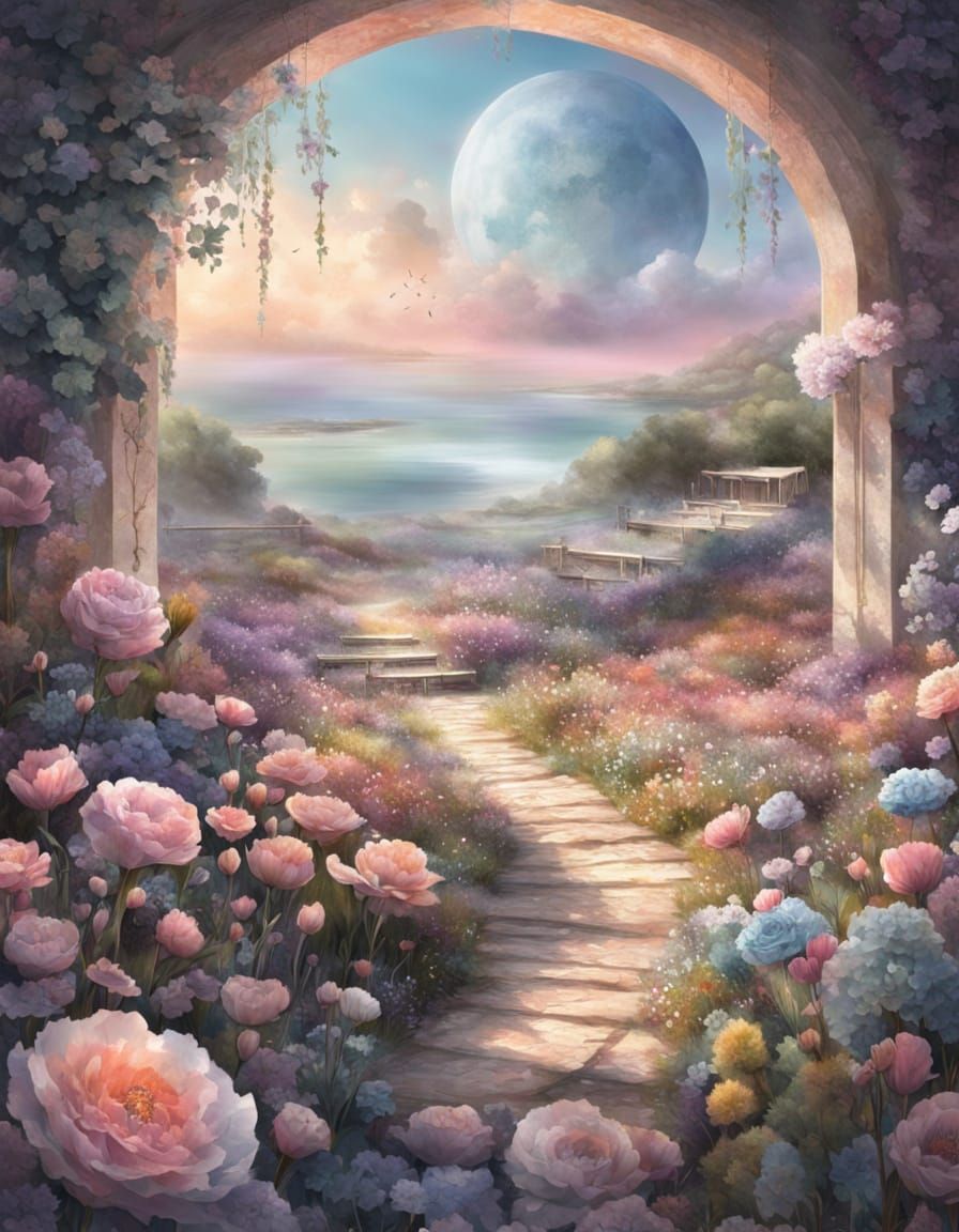 Pastel Watercolor Flowers Digital Painting