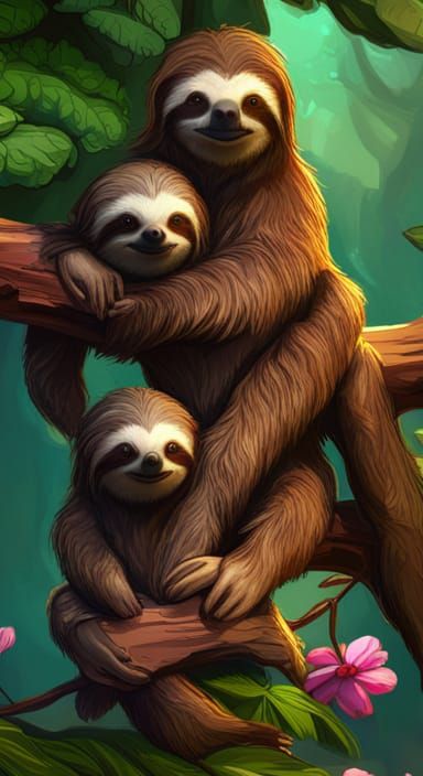 Sloth Family - AI Generated Artwork - NightCafe Creator