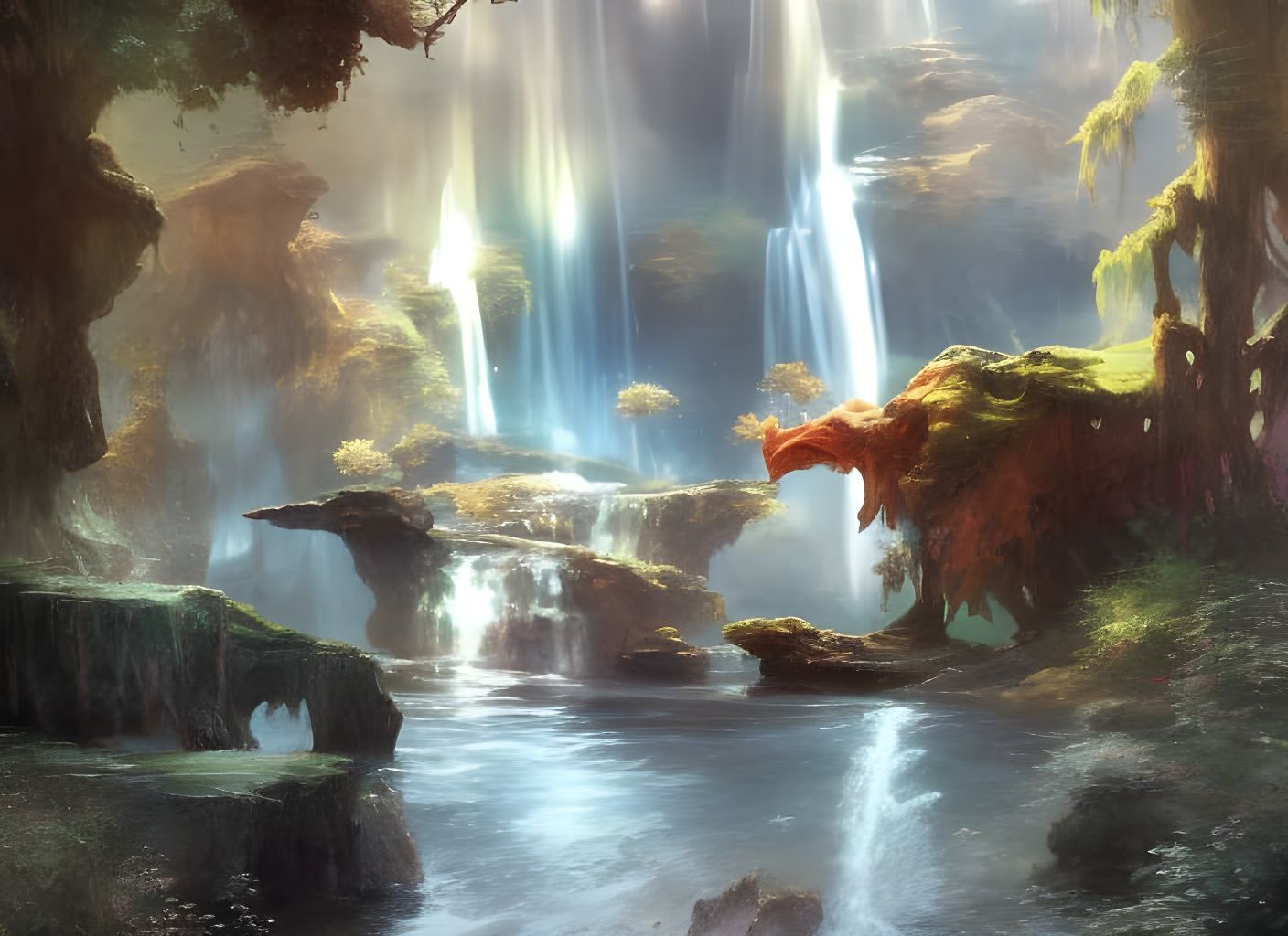 Forgotten waterfall - AI Generated Artwork - NightCafe Creator