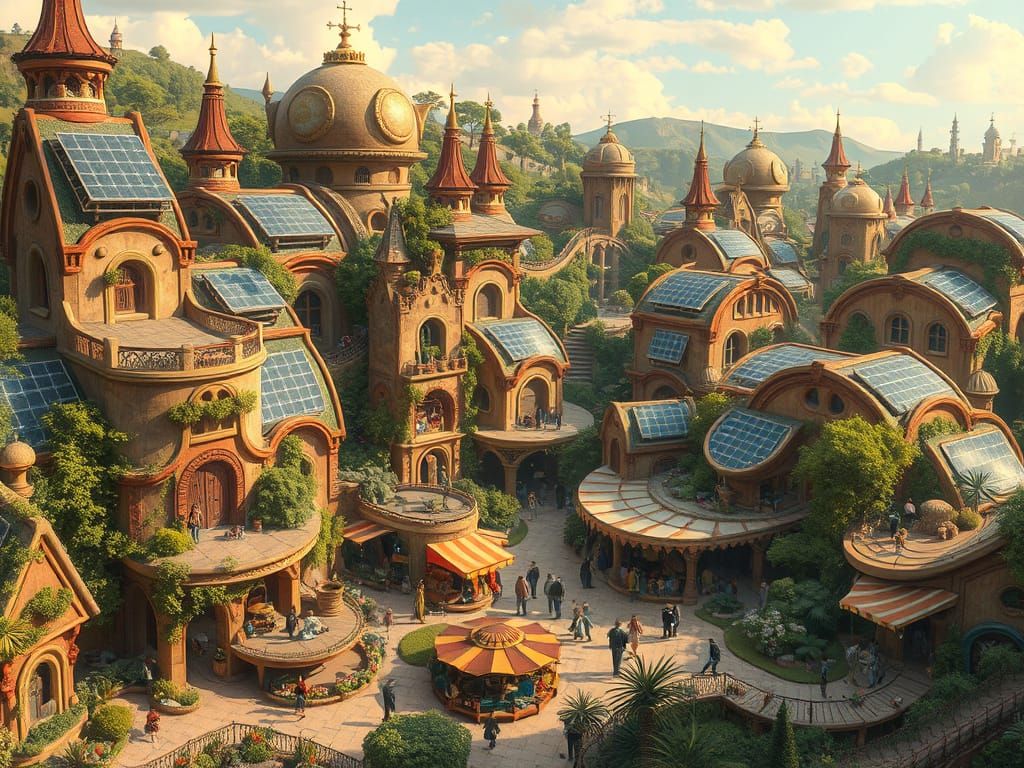 Solarpunk Village  by @Joosha