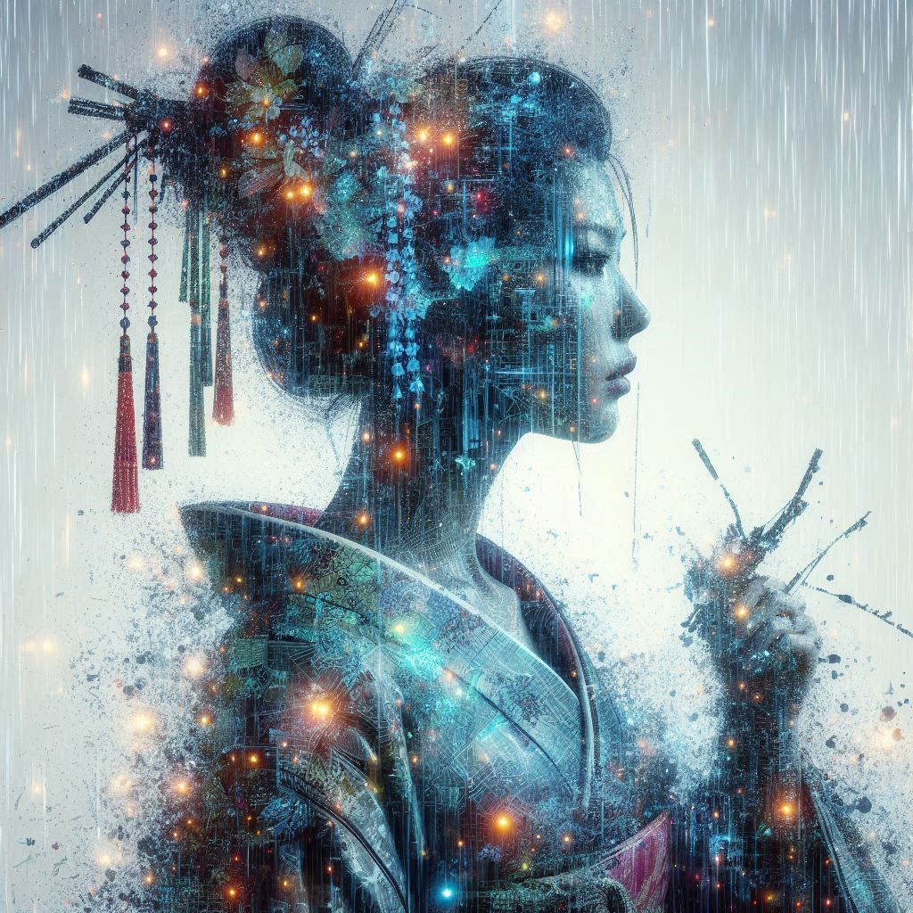 double exposure beautiful fantasy DALL-E 3 portrait landscap...