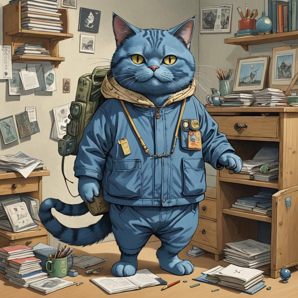 Robotic Cat Emerges from Desk Drawer in Whimsical Cyberpunk ...