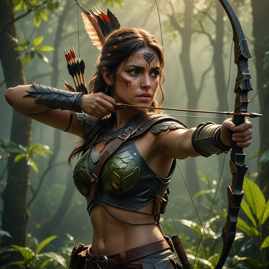 Ultra-Realistic Amazon Archer in Photorealistic Details