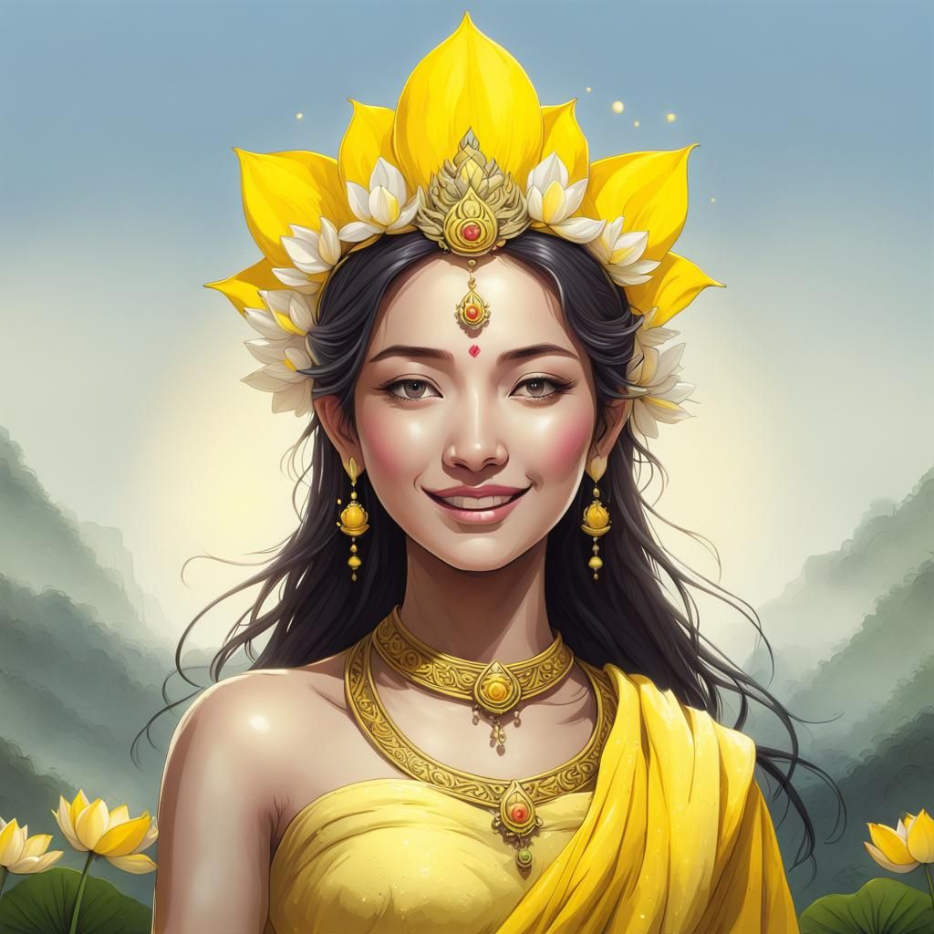 flag-of-the-goddess-nang-tani-wearing-a-yellow-cloth-crown-charming