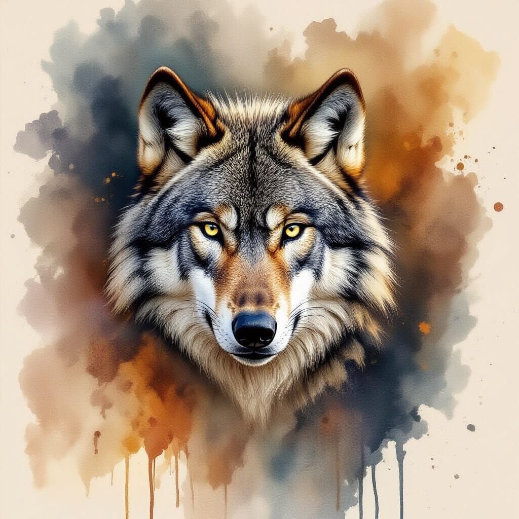 Majestic Wolf Emerges from Canvas in Hyperrealism