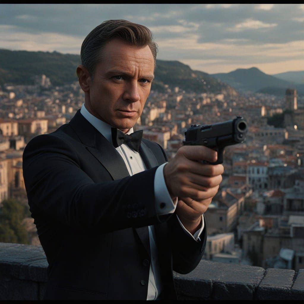 A view to a Kill 007 in action scene portrait, 8k resolution concept art portrait by Greg Rutkowski, Artgerm, WLOP, Alph...