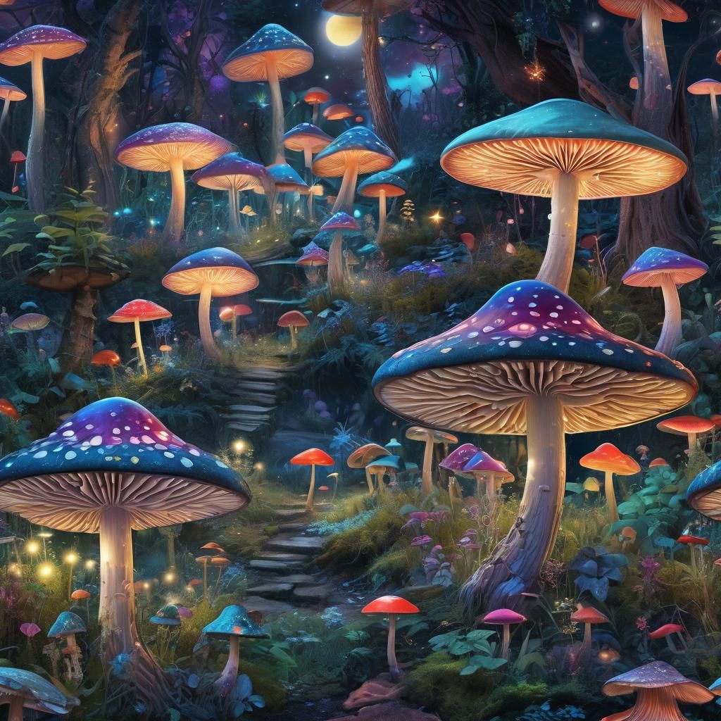 Enchanted Mushroom Fairy Forest in Astral Illustration