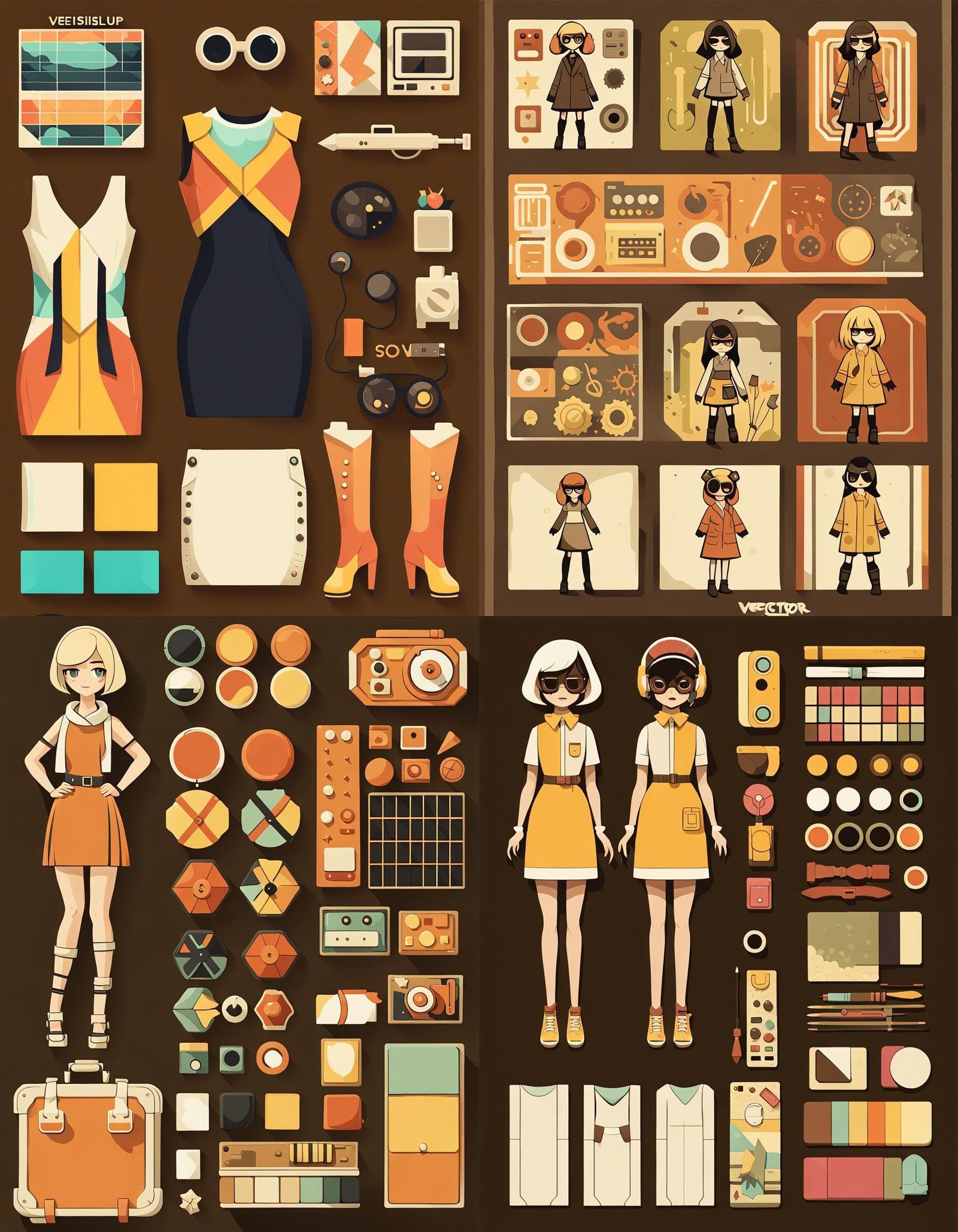 DIY vector versatile dress-up modular agent kit, soft warm n...