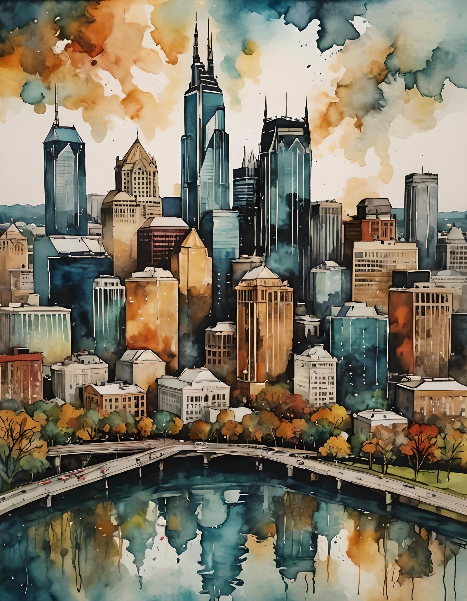 NASHVILLE TENNESSEE SKYLINE ART 9