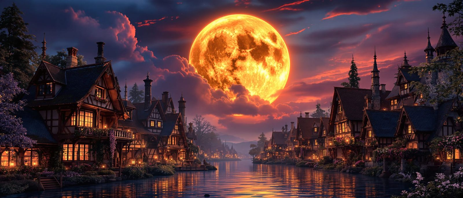 Medieval Riverside Village & Harbor   by @Textured Color