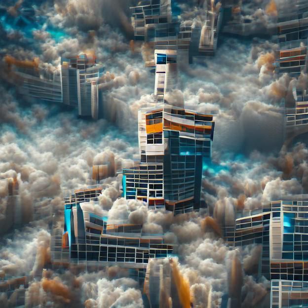 Skyscraper surrounded by clouds