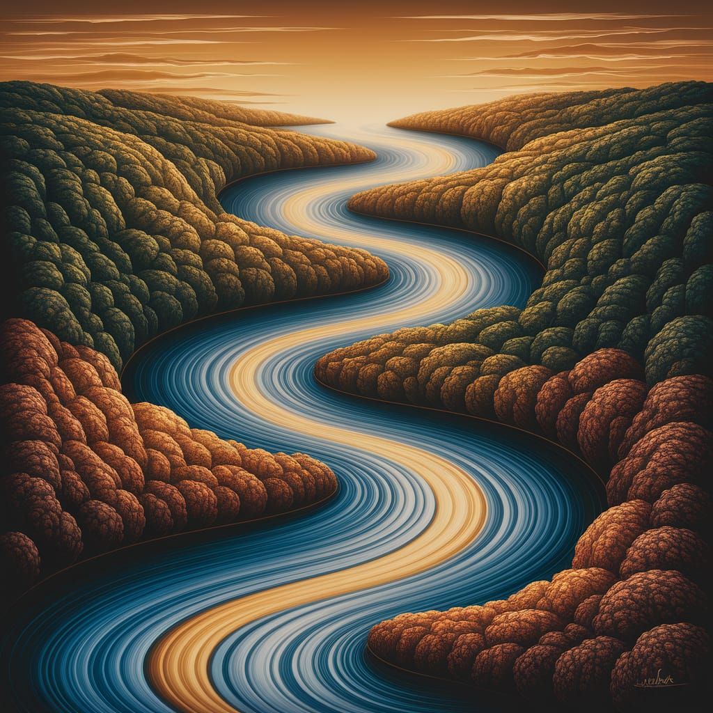Double river between forests