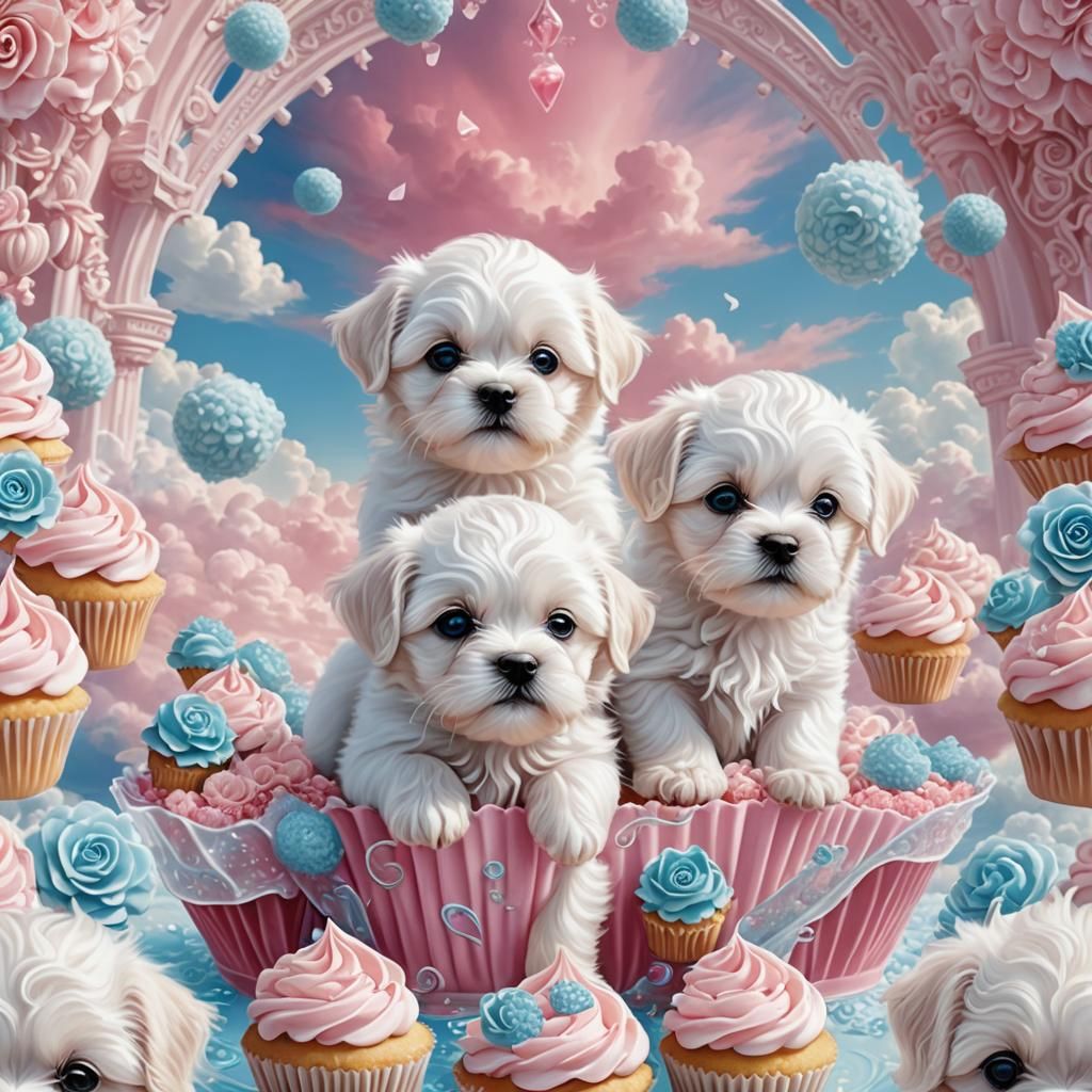 Original Puppy Cupcake Heaven AI Generated Artwork NightCafe Creator