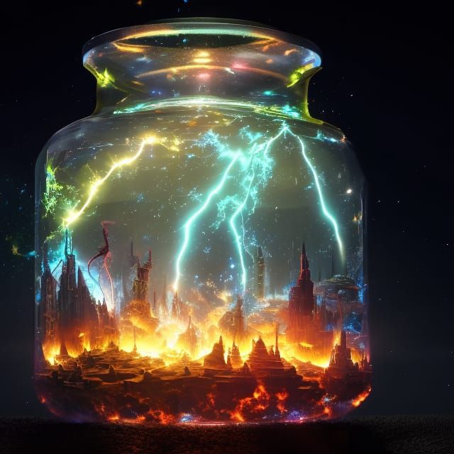 Chthonic Crucible: Lava and Lightning  by @Lilac Landscapes