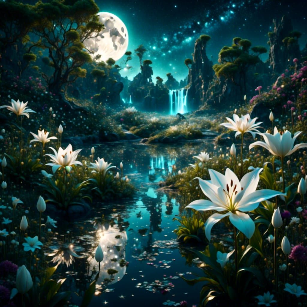 blooming White Lilies AI Generated Artwork NightCafe Creator