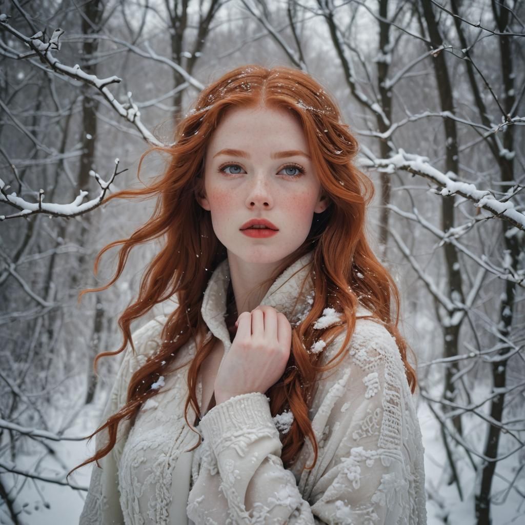 séduisante sensuelle rousse cheveux long  yeux clairs nue da...