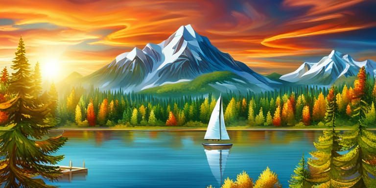 Peaceful, Cabin-like Summer Sailing Scene.