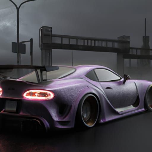 grey toyota supra with large spoiler and underglow - AI Generated ...