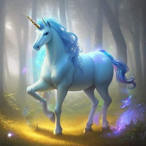 Ethereal Unicorn Galloping Through a Dreamy Forest