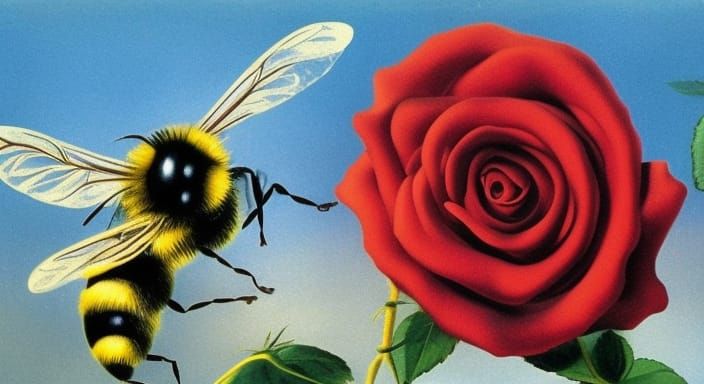 enjoy lots & lots of bumble bees
red roses and bumble bees

...