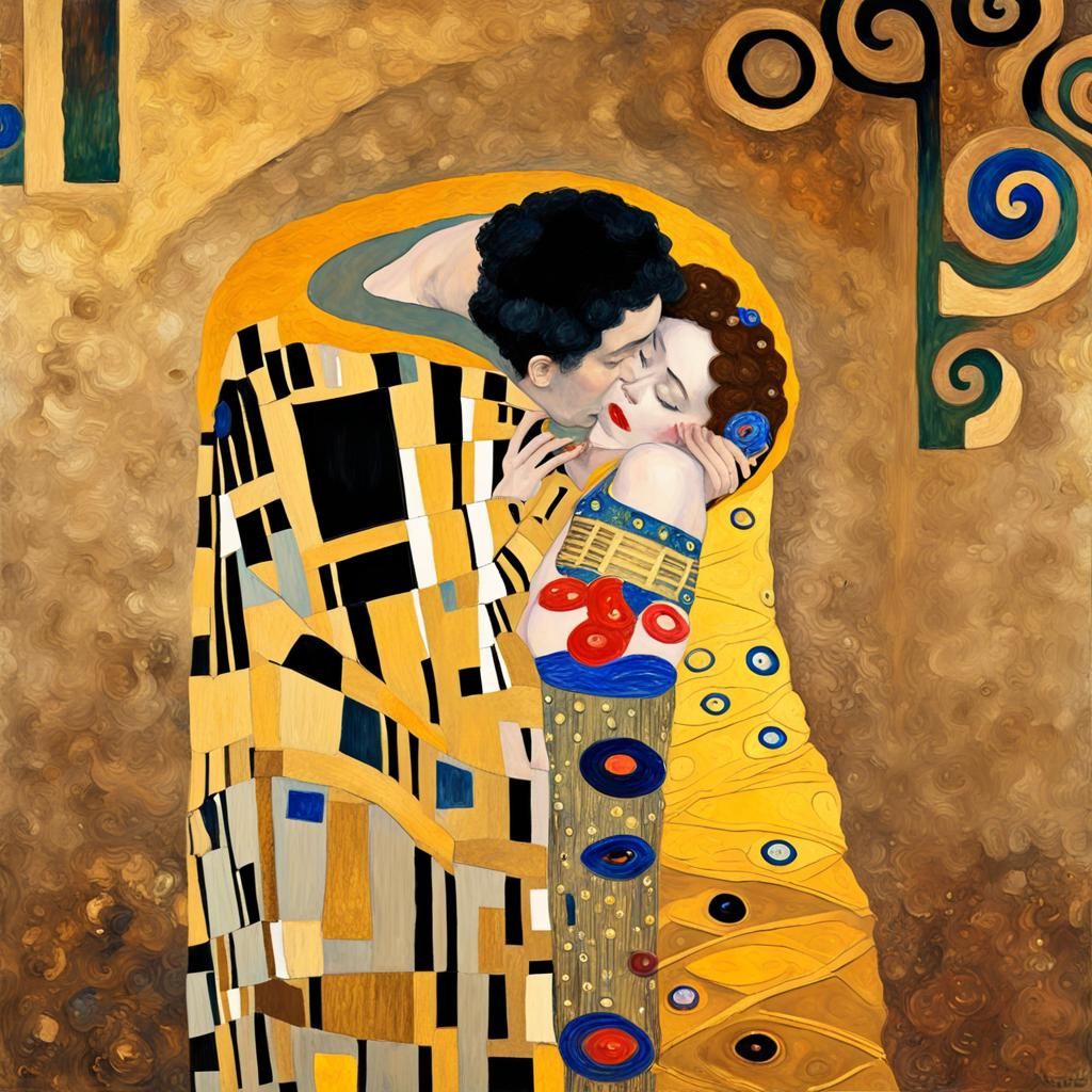 Gustav Klimt the Kiss 3d version