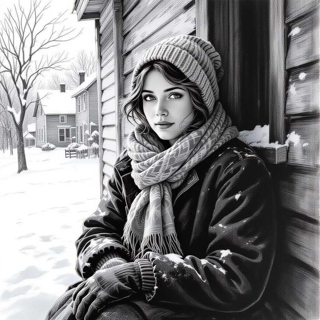 Victorian Woman Confident in Winter Warmth