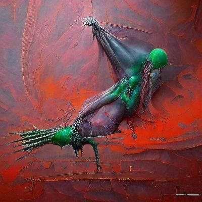 Emerald alien with hands wayne barlowe detailed painting 8k ...
