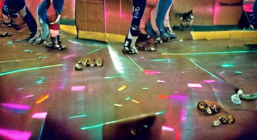 Candid photograph of the new year's Eve party at the roller rink in 1978