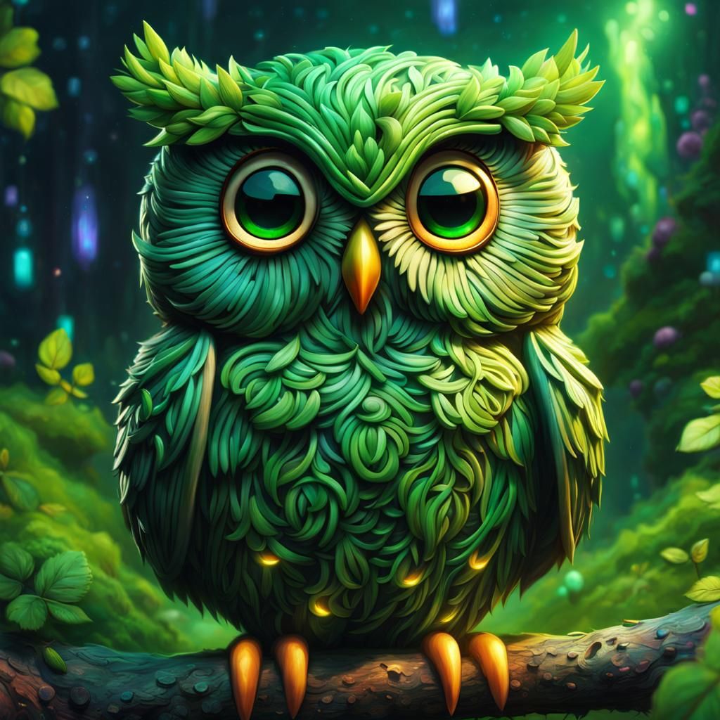 Green owl ai generated artwork nightcafe creator