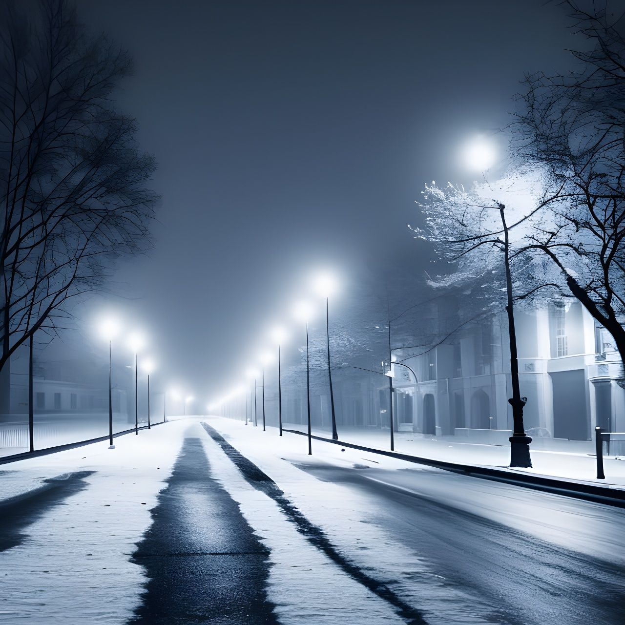 Haunting Street on a Winter Night  by @Dark Ray Ray