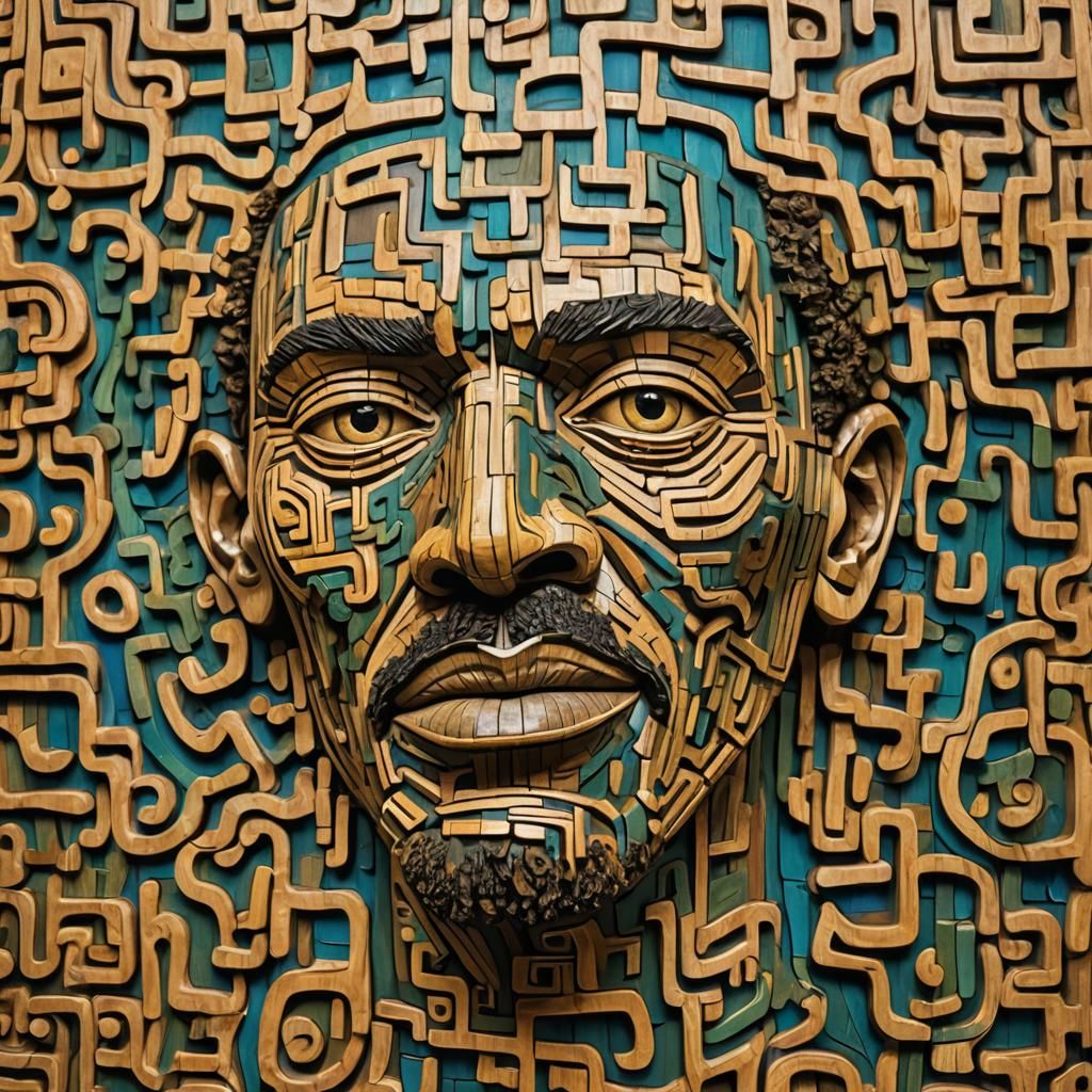 african inspired pattern wood sculpture david moore van gogh...
