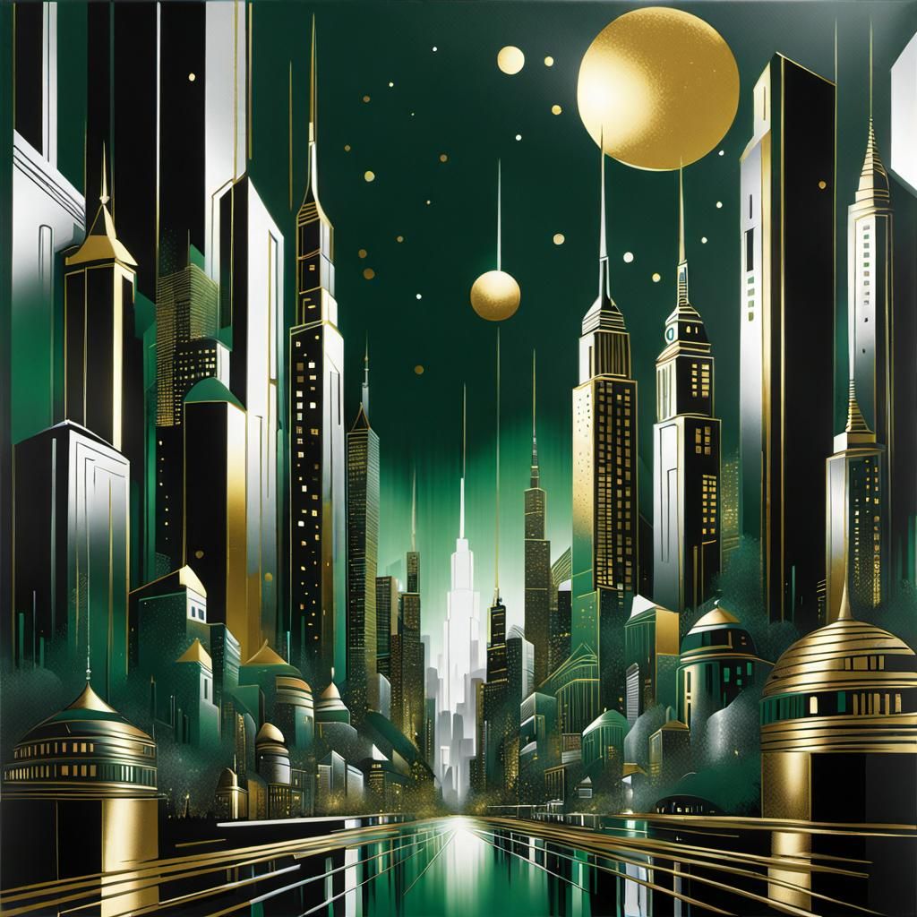 Futuristic city in the style of Andy Warhol
