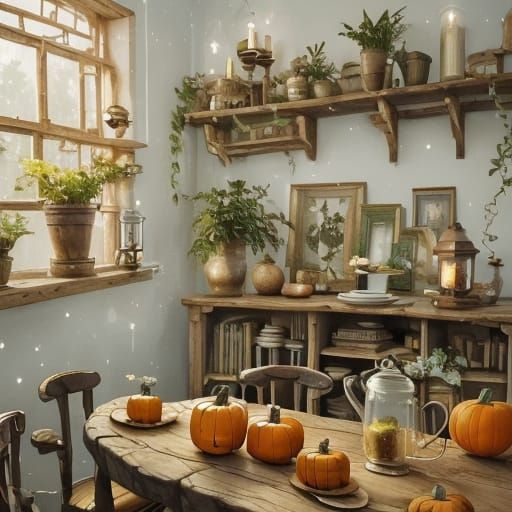 Pumpkin Tea Room: Watercolor Fantasy