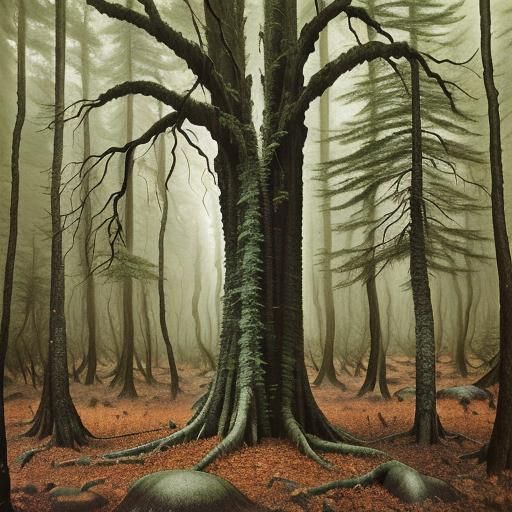 I have an Ansel Adams photograph of a tree in a forest that ...