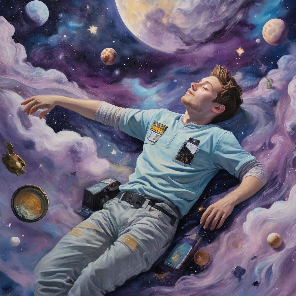 Space Fantasy: Po on the Moon as Acrylic Painting