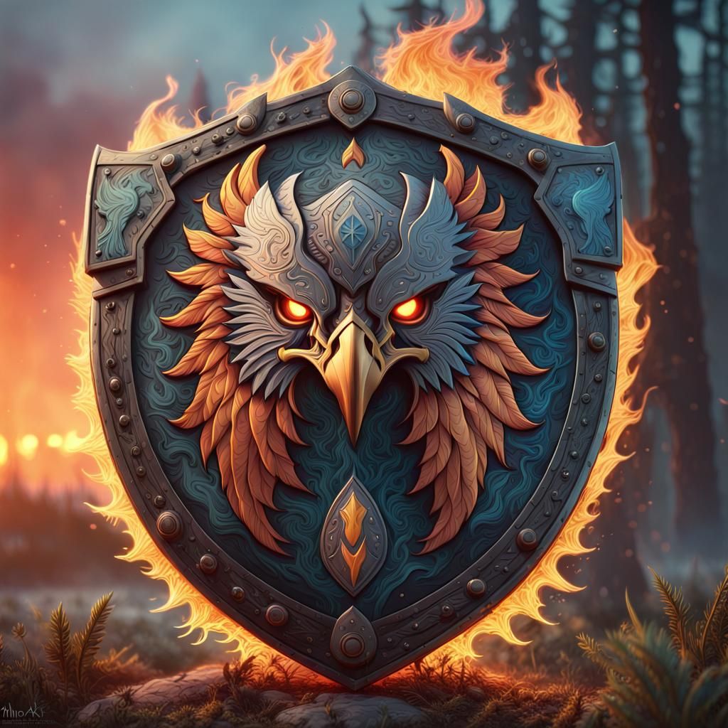 Shield on Fire. - AI Generated Artwork - NightCafe Creator