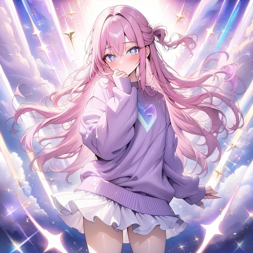 Anime Girl with Heart Pupils and Pink Hair