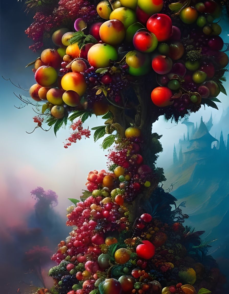 The Fruities Tree, Nature's Sweet Symphony - AI Generated Artwork ...